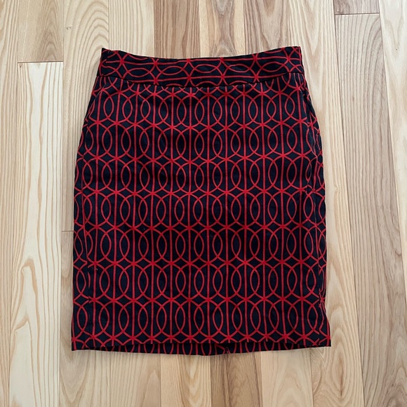 Banana Republic Red Print Petite Pencil Skirt - Picture 1 of 2